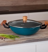 Индукционный вок 28 см / 4 л (эмалированный чугун) Seagreen