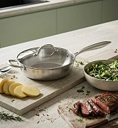 Сковорода глубокая с крышкой 24 см сталь Аeternum