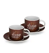 Чашки с блюдцами кофейные 240 мл / 4 пр. It's always coffee (фарфор)