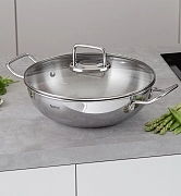 Сковорода вок из нержавеющей стали 28 см арт. 15358