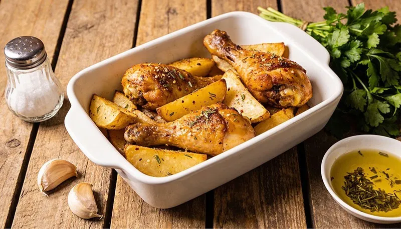 Курица с картошкой в духовке: рецепт на противне для идеального ужина