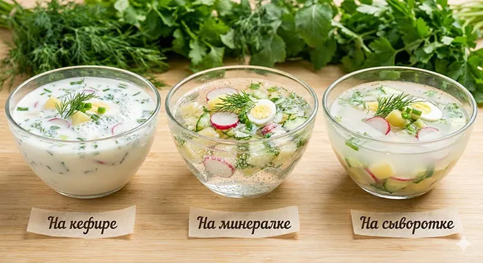 3 варианта окрошки