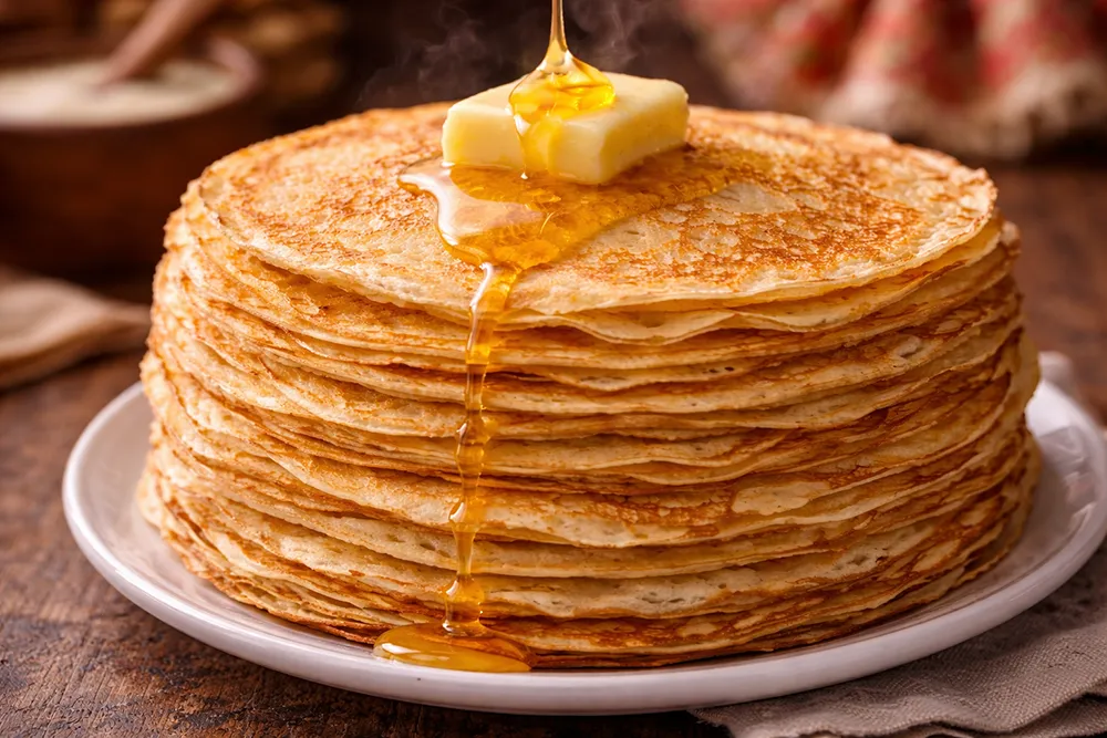 Блины со сметаной и медом