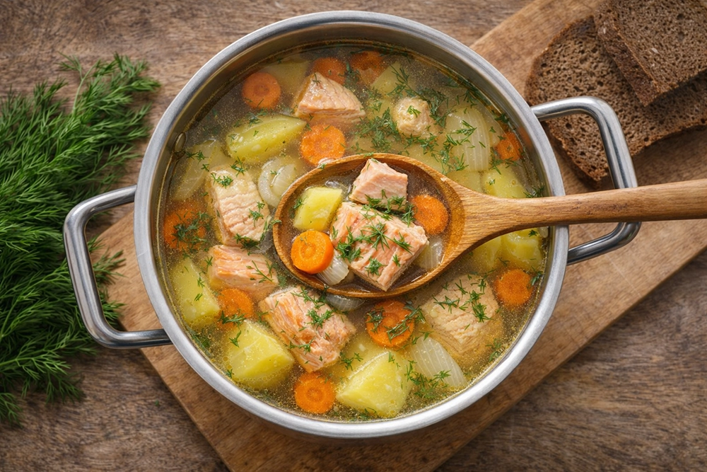 Домашний рецепт ухи из форели