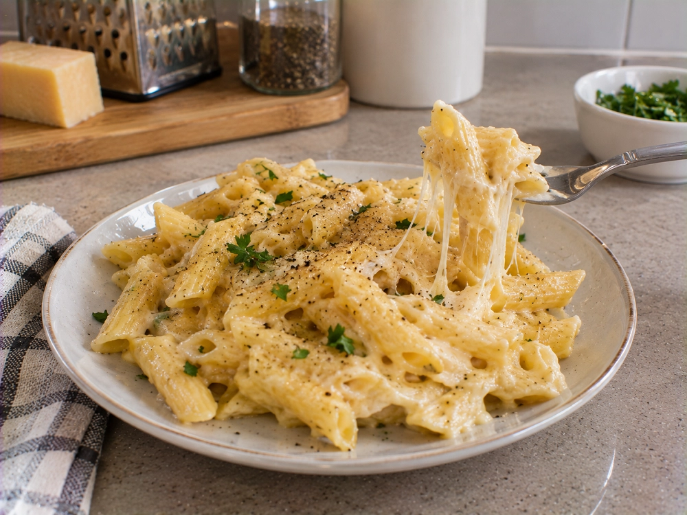 Готовые макароны с сыром