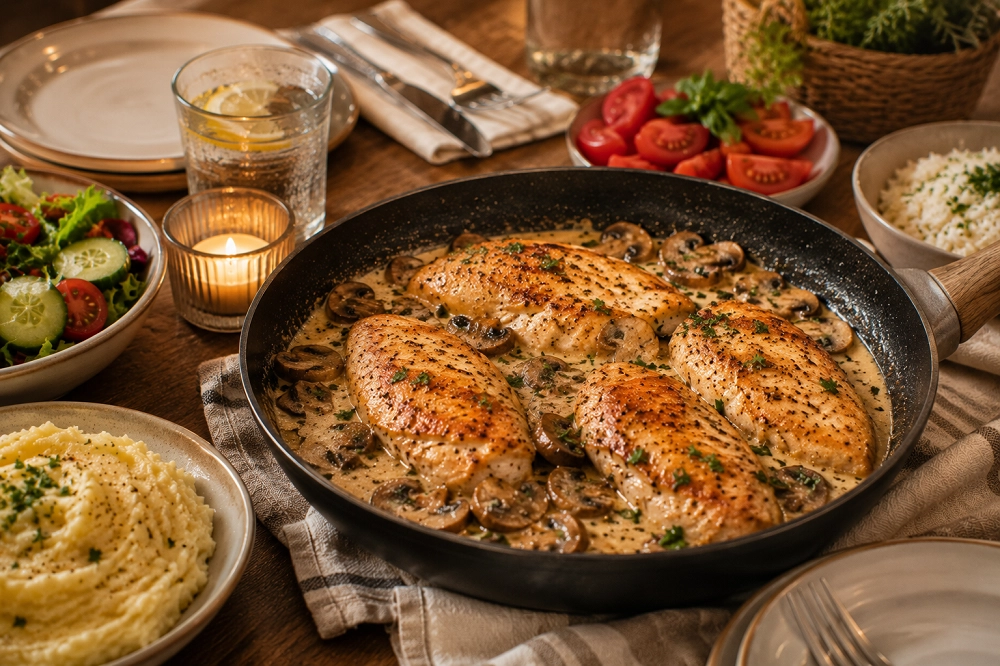 Куриное филе с грибами рецепт