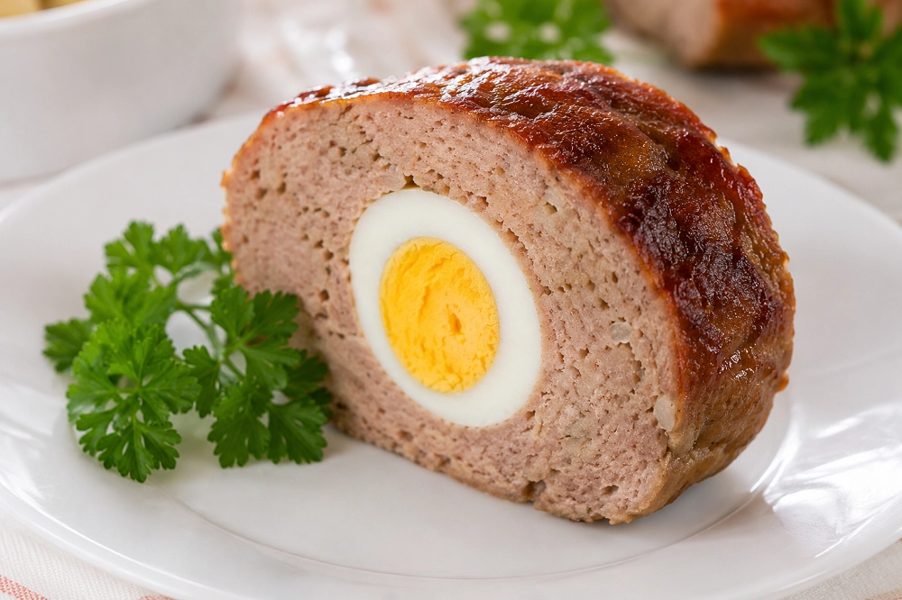 Мясной рулет с яйцом