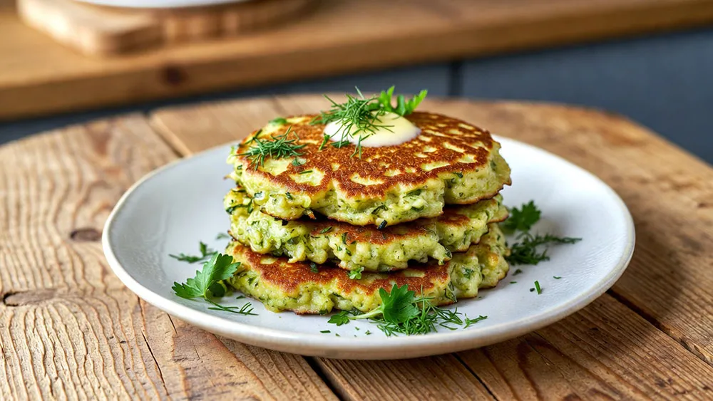 Оладьи из кабачков на тарелке