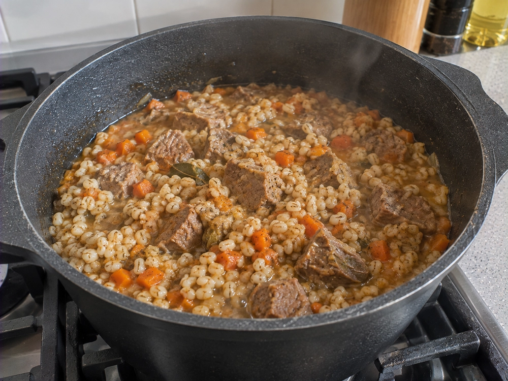 Перловка с мясом в казане