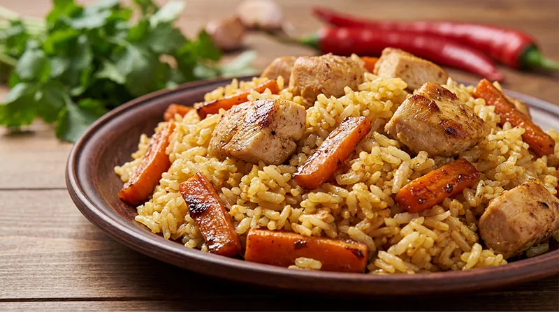 Плов с курицей в казане