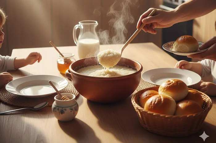 Рисовая каша семейный завтрак