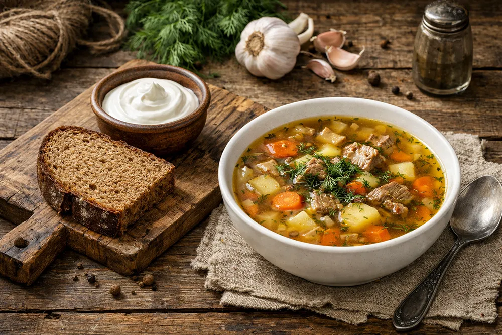 С чем подают суп с фасолью