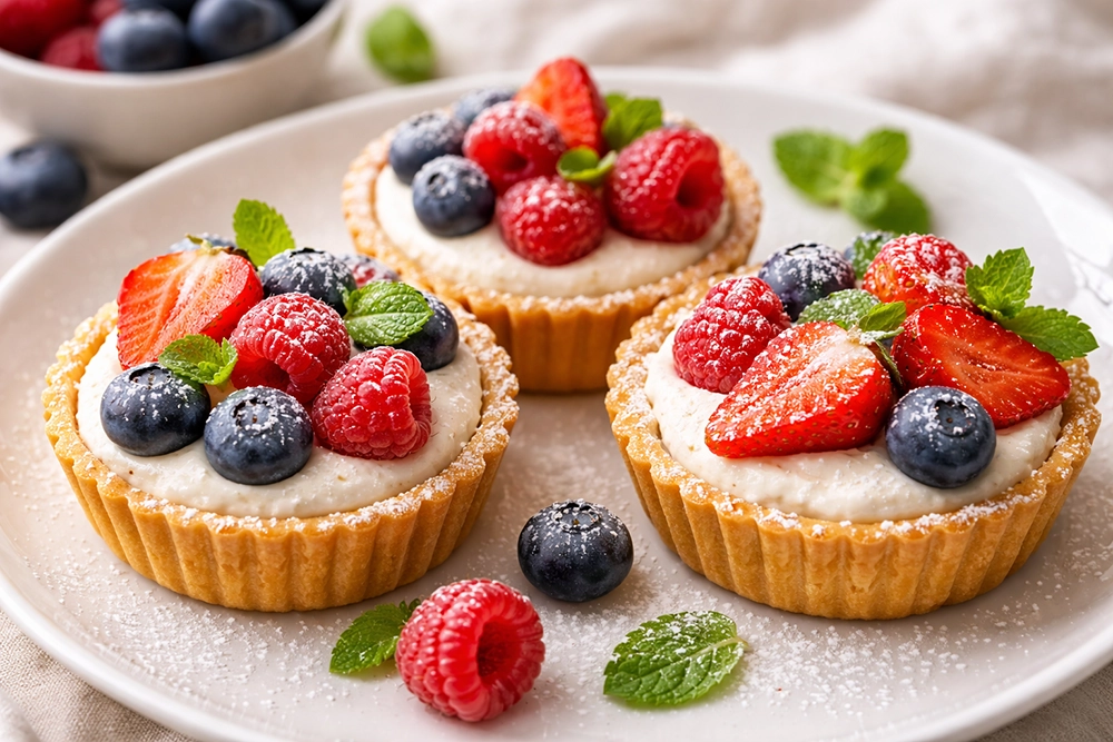 Тарталетки с творожно ягодной начинкой