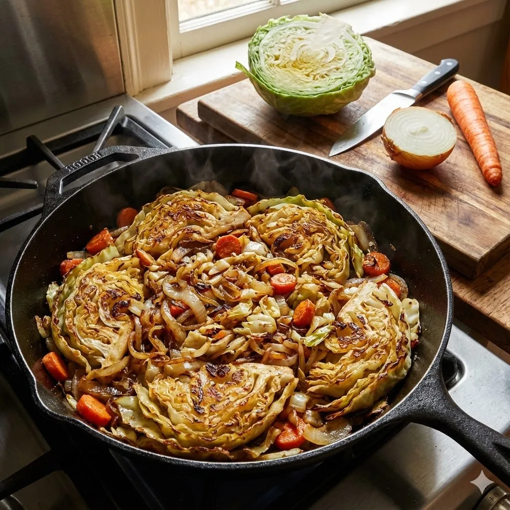 Жареная капуста на сковороде