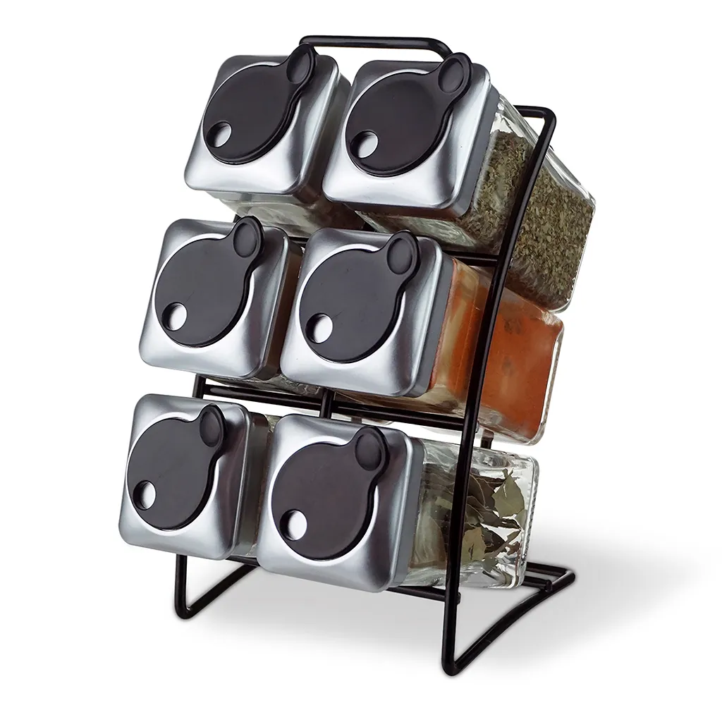 Набор из 6 банок для специй на подставке 110 мл