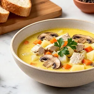 Сырный суп с курицей и грибами: рецепт с кремовой текстурой