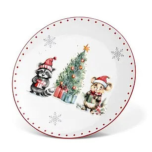 Плоская тарелка из доломита 20 см Merry Christmas арт. 0363