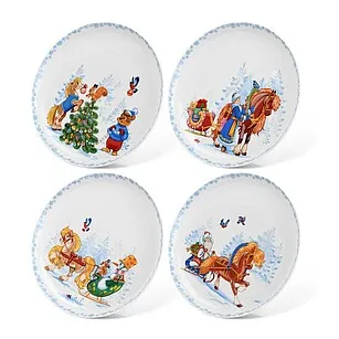 Фарфоровые тарелки 20 см / 4 шт С Новым годом! арт. 16037