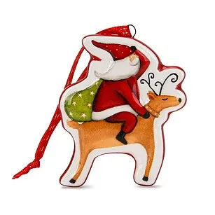 Елочная игрушка из доломита 6,5 х 5 см "Санта на олене" арт. 0400