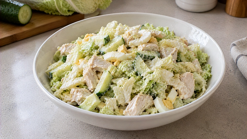 Салат из пекинской капусты с курицей и огурцом