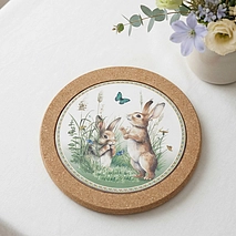 Подставка под горячее из пробкового дерева и доломита 20 см арт. 0161