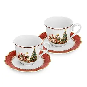 Чашки с блюдцами 4 пр. (фарфор) Christmas eve арт. 16032