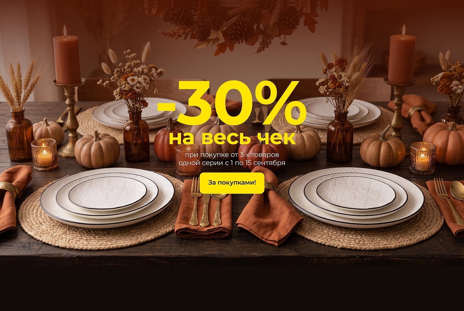 -30% на весь чек одной серии для сервировки стола