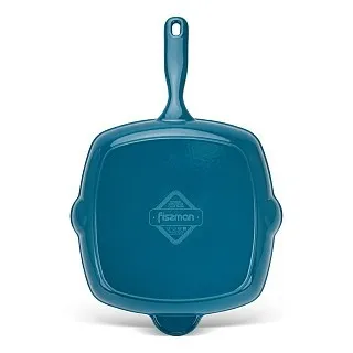 Чугунная эмалированная квадратная сковорода-гриль 27 см