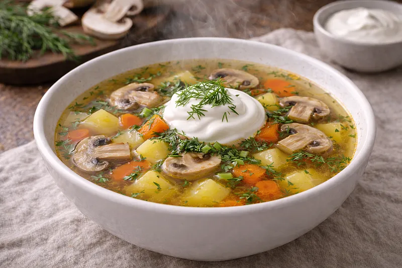 Грибной суп из шампиньонов: рецепт с картошкой и ароматной зажаркой