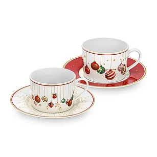 Чашки с блюдцами 200 мл / 4 пр. (фарфор) Christmas balls