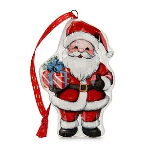 Елочная игрушка из доломита 5 х 9 см "Санта с подарком" арт. 0399