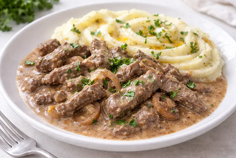 Бефстроганов: классический рецепт с нежным мясом