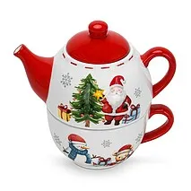 Набор из чайника и чашки 17 см Merry Christmas арт. 0374