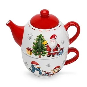 Набор из чайника и чашки 17 см (доломит) Merry Christmas арт. 0374