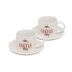 Чашки с блюдцами фарфоровые 240 мл / 4 пр. Сoffee day