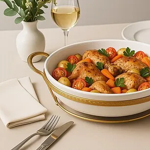 Cервировочное блюдо из фарфора 35 х 27 см на подставке