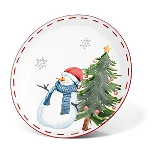 Плоская тарелка из доломита 20 см Merry Christmas арт. 0381