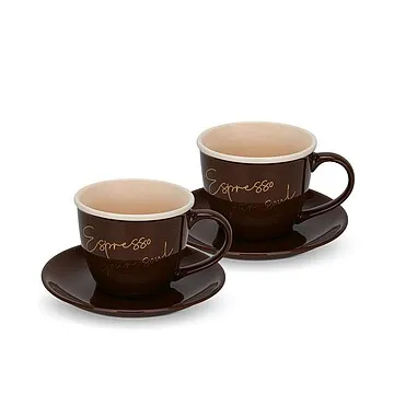 Чашки и блюдца фарфоровые 4 пр. / 240 мл Black coffee