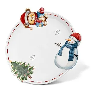 Плоская тарелка из доломита 20 см Merry Christmas арт. 0369