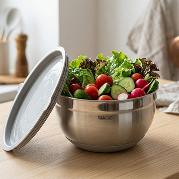 Миска из нержавеющей стали с пластиковой крышкой 20 см / 3 л арт. 5443