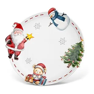 Плоская тарелка из доломита 25 см Merry Christmas арт. 0368