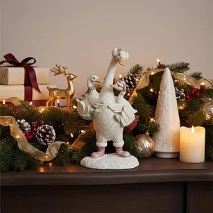 Статуэтка "Гусь с гусятами" 18 см (полирезин)