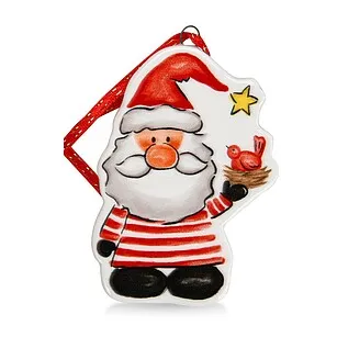 Елочная игрушка из доломита 7 х 5 см "Санта с птичкой" арт. 0404