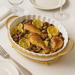 Блюдо сервировочное фарфор 27,5 см на подставке