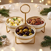 Фарфоровая менажница на подставке 20х20х16,5 см / 4 пр. Christmas eve