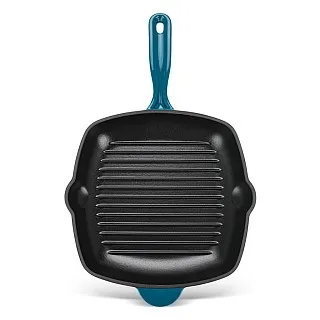 Чугунная эмалированная квадратная сковорода-гриль 27 см