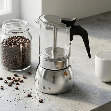 Гейзерная кофеварка 300 мл / на 6 порций (сталь / стекло) арт. 3246