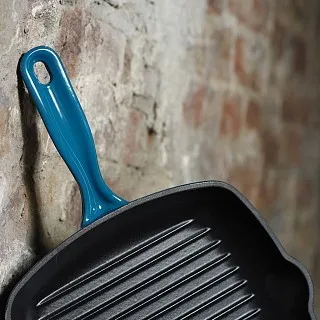 Чугунная эмалированная квадратная сковорода-гриль 27 см