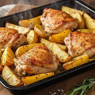 Курица с картошкой в духовке: рецепт на противне для идеального ужина