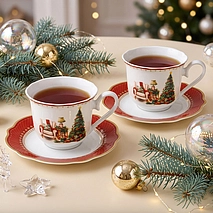 Чашки с блюдцами 4 пр. (фарфор) Christmas eve арт. 16032